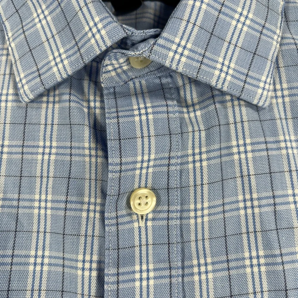 Banana Republic Shirt Mens Medium Blue Plaid Long Sleeve Button Up Casual